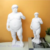 Творческая смола скульптура Давид Ожирение Жирное Дэвид Статуя ремесленника обнаженная голый мужчина боди арт украшения украшения 220525