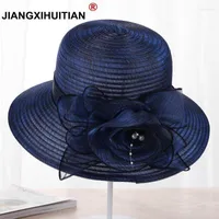 قبعات واسعة الحافة jiangxihuitian 2022 لؤلؤة شمس قبعة شمس أنثى الصيف الدانتيل الزهور شمس شاطئ uv قابلة للطي هاتسويد chur22