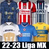 22 23 Liga MX Club America Chivas Jersey de futebol Naul Tigres F. Vinas Henry Rayados Monterrey Guadalajara Tijuana Leon Unam Cruz Azul New