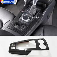 Car Styling Center Console Console Gear Shift Panel Dekoracji Naklejki Wykończenia do Audi A3 8V 2014-2018 LHD Akcesoria do włókien węglowych