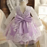 Girl&#039;s Dresses Lace Embroidery Dress For Baby Girls 1st Birthday Party Elegant Princess Toddler Baptism Gown Ceremony ClothingGirl&#039;s