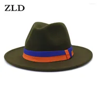 Berets Wool Fedora Hat Wide Brim Panama Unisex Felt Fedoras Hats Adult Fashion Trilby Headwear HatsBerets Oliv22