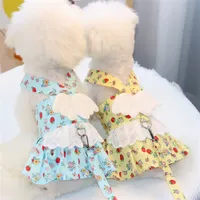 Angel Wings Pet Collar Skirt Cute Printed Harness Breast Strap Traction Rope Cat Dogs Clothes Harness Vest Princess Tutu Dress