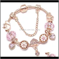 Diseñador de lujo de moda Cute encantador corazón Diamante Diamante Cristal Diy Beads European brazalete de brazalete para mujeres Girls Oro rosa evu0t B218B