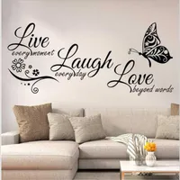 Live Laugh Love Butterfly Flower Wall Art Sticker Modern Wall Decals Quotes Vinyls Stickers Stickers Home Decor Living Room1869