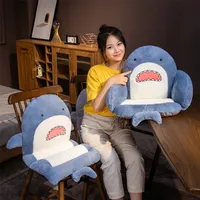 Cartoon Shark Plushie Siamese en omgeven kussen schattige haaienkussens stoel kussenpoppen hoogwaardige kamer decoratie 220705