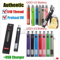 Authentic UGO-V II 2 battery 510 Thread Vape Pen UGO V3 Variable Voltage Preheat Kits EVOD eGo Micro USB Passthrough cartridge eci244t