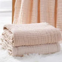 담요 Swaddling Born Swaddle Blanket Muslin Cotton Fabric 6 층 거즈 목욕 랩 랩 타월 수유 유아 기저귀 덮개 퀼트 침구 침구 beddingblanke