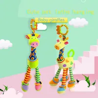 Baby Plush Toys Cartoon Giraffe Doll Teether Rattle Beding penduando brinquedos recém -nascidos