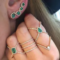 Stallone bling verde cz pietra orecchio per orecchie lunghe orecchini per donne romantiche matrimoni regalo lacrima lacrima di zirconia cubica gioielli di gioielli
