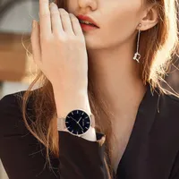 Armbandsur Frauen Uhr Moderne Mode Schwarz Quarzuhr Mesh Edelstahl Armband Premium Qualitat Casual Armbanduhr Fur WatchesWristwatches