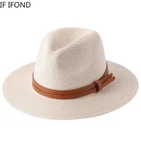 61 سم الحجم الحجم قبعة القش للنساء الرجال الصيف واسعة الحافة الشمس حماية الشاطئ قبعة بنما في الجاز قبعة 220527
