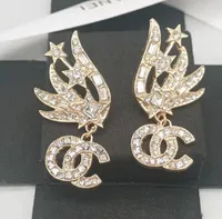 20style 18K Gold Plated Luxury Brand Designers Letters Stud Simple Geometric Women Brand Design Flowers Crystal Rhinestone Pearl Earring Wedding Party Jewelry