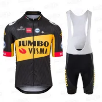 Cycling Clothing 2021 Pro Team Jumbo VISMA Manga corta Jersey Cycling Jet Summer Bicycle By Jersey Bib Shorts Suit245J