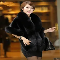 Faux Fox Fur Jacket Women Winter Coat Furry Soft Fake Fur Cape Shawl Festival Streetwear Female Coats 2020 Elegant Slim202A