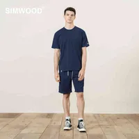Simwood 2022 Summer New Men Summer Tracksuit 2 -częściowe stroje krótkie rękawy i szorty