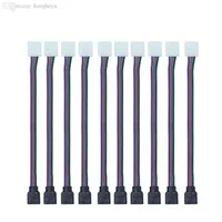 Whole-10pcs/Lot 4pin 10MM RGB Led Connector Wire Female Cable For 3528/5050 SMD Non-Waterproof Strip Light Factory exper216k