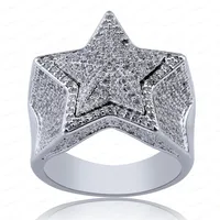 Nuovo designer Luxury 18K Gold Oro CZ Zirconia Pentagram Ring 2020 Diamond Full Iced Out Hip Hop Jewelry Gifts for Men Women Rin256M