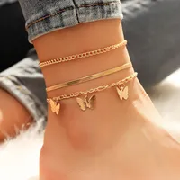 Mujeres Bohemian Butterfly Chain Anklets Colgante creativo Vintage Dolphin Fishtail Shell Pendants Beach Anket Lady