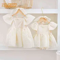 Summer Toddler Baby Girls Sister Rompers Dresses Kids Girls Short Sleeve Clothing Cotton Princess Dresses Baby Girls Rompers G220510