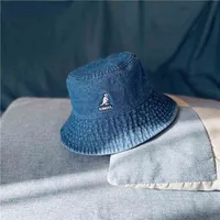 Kangol Vintage Tide Marka Kanguru Washed Tannin Denim Balıkçı Şapkası Kadınlar ve Erkekler İçin Yaz Big Brim Düz Üst Havza Şapkası Unisex H220419