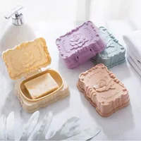 Plats de savon accessoires de salle de bain imperméables Boîte d'organisateur avec couvercle couverture de voyage de style européen plastique 1pc rose sculptée homesoap