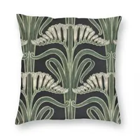 Kuddefodral Art Nouveau Botanisk fyrkantig kudde Polyester Linen Velvet Mönster Zip Decor Car Cushion Cover