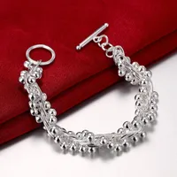 Link Chain Grape Bead Twist Bracelet Fashion Korean 925 Sterling Silver For Women Wedding Engagement Jewelry Trend Elegant GiftLink