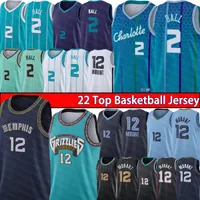 12 Ja Morant 2022 City 2 LaMelo Ball Basketball Jersey vancouvere 75th T-shirtmen nba&#132;memphis&#132;grizzlies&#132;Jerseys charlotte&#132;mens hornets&#132;shirt Black White