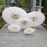 Bridal Wedding Parasols White Paper Umbrella Chinese Mini Craft Umbrella 4 Diameter 20 30 40 60cm for Whole3400