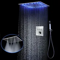 천장 샤워 세트 20 인치 스파 미스트 강우 욕실 헤드 시스템 온도 조절기 푸시 버튼 패널 믹서 수도꼭지 sets205i