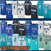 2022 Nuova Charlottes Hornet Basketball Jersey Orlandos Magics Gordon 20 Hayward Lamelo 2 Ball Penny 1 Hardaway Tracy 1 McGrady Jonathan 1 Isaac S-XXL Grey