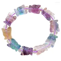Brins de perles couleur en gros bracelets en pierre naturelle de fluorite notamment de chien mignon de chien mignon