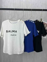 balman Spring new shoulder button hollow letter printing solid color short sleeved sweater simple and versatile thin top