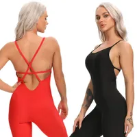 Fitness Women Sport Shaping Suit Jumpsuit Sexy Sleeveless Tracksuit Yoga Set Backless Gym Running Sportswear Leggings Woman Workout
