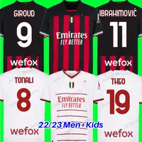 Maglia AC Milans Jerseys 22 23 Kid Ibrahimovic Giroud Theo Tonali voetbalshirtersversie Tomori Bennacer R.Leao Brahim Florenzi Shirts voetbal