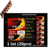 20pcs 1 lot batteries AG13 LR44 303 357 357A SR1154 SR44 A76 L1154 LR1154 1.55V alkaline button cell battery coin VSAI