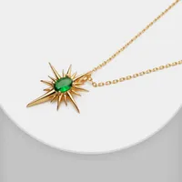 Chaines I1 Amorita Boutique Design Astérisme Green Turquoise Stone Chain Fashion Collier For Lady Cross Pendant Gift