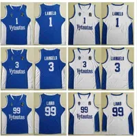 Баскетбол мужчина Литва Приену Витаутас Ламело Бал -майки 3 Лиангело мяч униформа 99 Лавар мяч все сшитые команды сине -белые