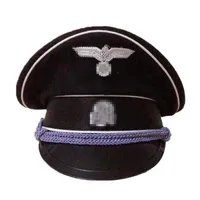 WWII Army Elite Infantry German Officer Wool Hat Visor Cap Silver Cord Field296E