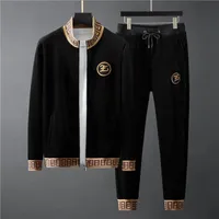 Men's Jackets Gold Velvet Suit 2022 Autumn And Winter Plus Padded Casual Pants Coat Sports Warm Two-piece Set