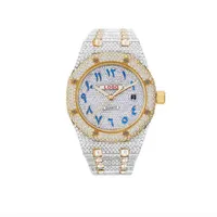 Blu New Dign Watch ruch kwarcowy niestandardowy niebieski arabski numer diamentowy luksusowy zegarek na nadgarstek dla mężczyzn biżuteria 1UCJXI8VP