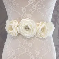 Belts Fashion Sash Belt Girl Woman Wedding Sashes Burn Flower 1 Pcs IvoryBelts