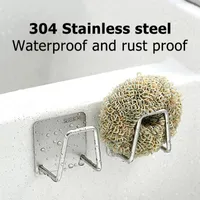 Hooks & Rails 1/3/5pcs Kitchen Stainless Steel Sponge Holder Drain Drying Rack Self Adhesive Shelf Accessories Storage Gadget HoldersHooks