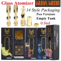 Muha Meds Atomizer Vape Cartridge 0.8ml For 510 Thread Battery With Packaging Live Resin Carts Cartridges Empty Gold Tank Thick Oil Ceramic Coil