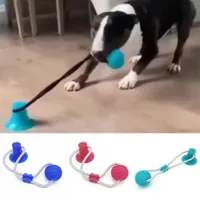 الكلب التفاعلي كوب الشفط دفع TPR الكرة ألعاب مرنة الحبال تنظيف الأسنان مضغ يلعب الذكاء علاج ألعاب PET PET SUPPY 0727