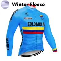 2022コロンビア冬サイクリングジャケットフリースサイクリングジャージーマン長袖MTB自転車衣料サーマルバイクウェアInvierno Maillot Ropa Ciclismo
