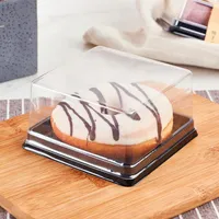 50pcs Donut Box Bail Bail Box Pastry Pastry Transparent Desechable 1309R