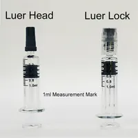 1ml Pyrex Glass Syringes Luer Head Luer Lock Injector Clear Tanks Cartridges with measurement mark tip empty vaporizer Oil Vape Pe235Y