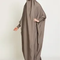 Muslimische Frauen Jilbab Onepiece Gebetskleid mit Kapuze Abaya Smocking Sleeve Islamic Clothing Dubais schwarzer Gewand türkischer Bescheidenheit 220713